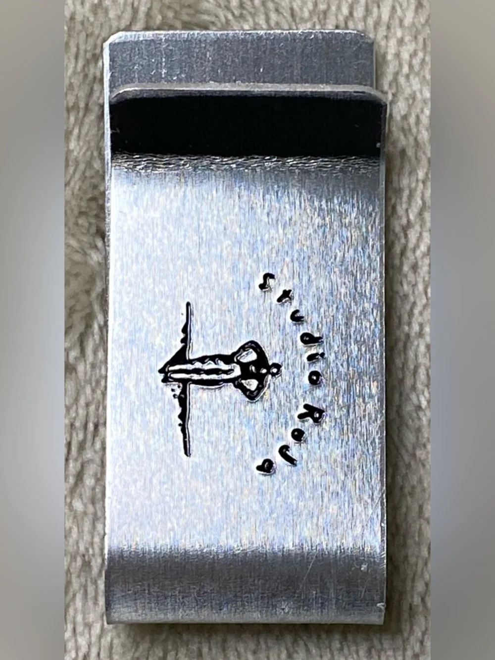 Studio Roja Mensch Silver Toned Engraved Money Clip Aluminum?